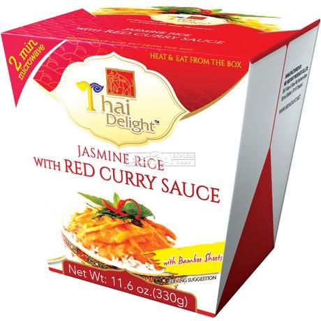 Gekochter Reis Roter Currysause
